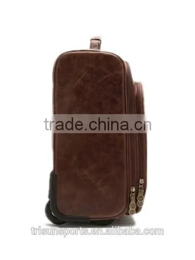 2016 Hot Selling Mens Leather Rolling Duffel Suitcase Bag for Short Traveling photo-3