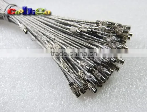 Thinkness 1mm Stainless Steel Wire Keychain Cable Twist Screw Locking Length 6"#FLQ043 photo-2