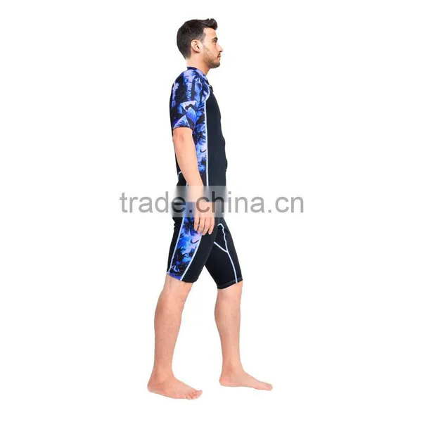 Fashion Printing Short Seleeves Swimwear Couple Polyester Rush Guard photo-2