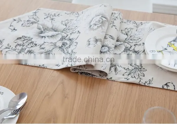 Hot Sale Cotton Linen Canvas Fabric Wedding Table Runner With Printed Pattern photo-6