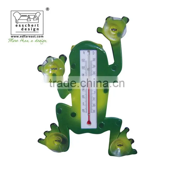 Designed Hand Painted Frog Shape Plastic Window Thermometer photo-2
