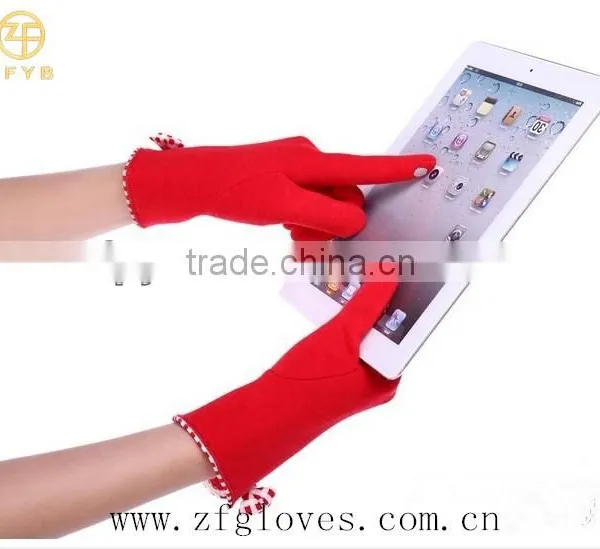 Red Color Wool Glove For Touch Screen