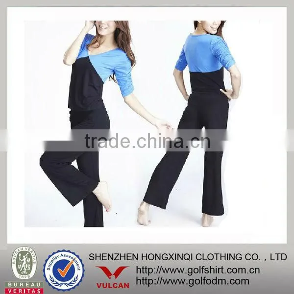 V Neck Fashion Bamboo Fiber Contrast Yoga Wear