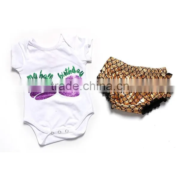 Mermaid Outfits Baby Birthday Bodysuit With Bloomer in Set photo-4