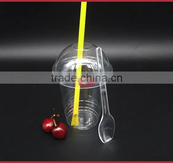 APET Material Plastic Disposable Cup With Dome Flat Lid 400ml 14oz High Transparent photo-5