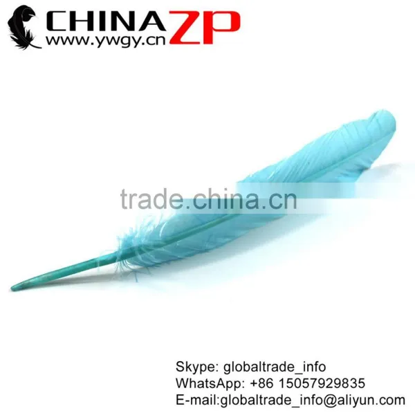 CHINAZP Feather Exporting Good Quality Dyed Light Blue Wild Solid Color Turkey Pointers Wing Quill Feathers photo-5
