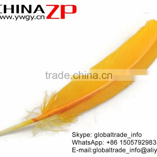 CHINAZP Crafts Factory Bulk Sale Natural Dyed Gold Solid Color Turkey Feathers for Sale photo-3