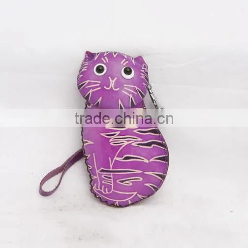 Handmade Leather Large Cat Coin Purse photo-3