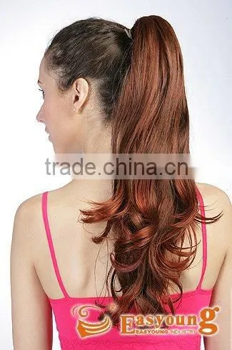 Synthetic Red Curly Clip-in Ponytail Hair Extension, Wigs Hair Accessories photo-2