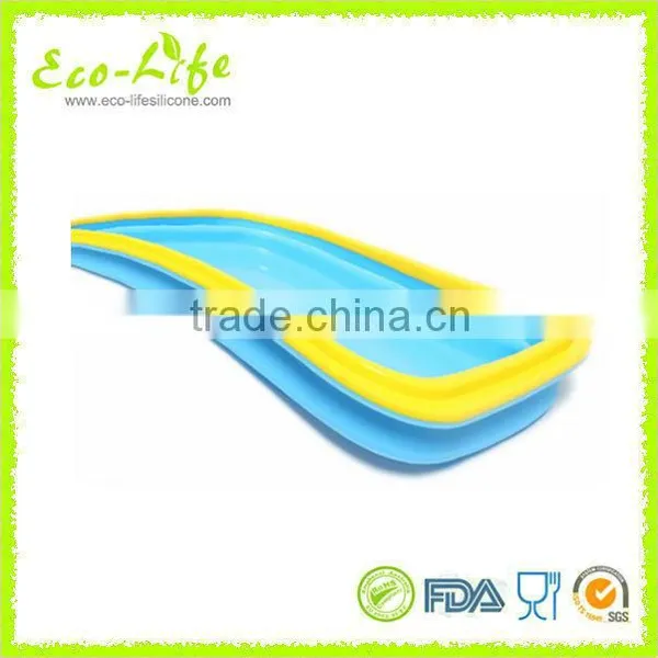 100% Silicone Color Frame Collapsible Lunch Box 600ML, Folding Food Fruit Container For Microwave Oven photo-5