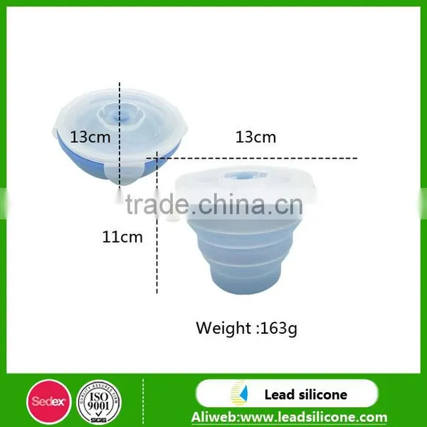 Carry-on Foldable Silicone Bowl With Lid/ Collapsible Silicone Small Bowl For Camping photo-2