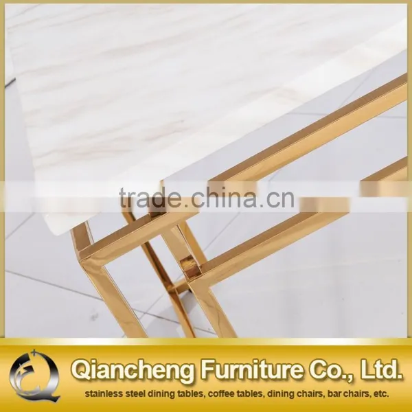 2017 French Style Golden Stainless Steel Marble Top Console Table photo-5
