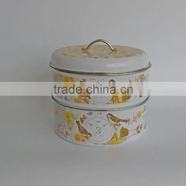 Kitchen Metal 3layers Airtight Canister Set,Treats Biscuits Cake Biscuits Cookies Jar Storage Bin photo-5
