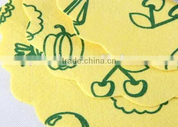 3pc Round Felt Cloth Placemat Printed Coaster photo-2