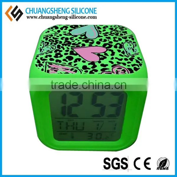 Cube Shaped Silicone Time Clock, Digital Table Clock, Anti-broken Alarm Clock photo-2