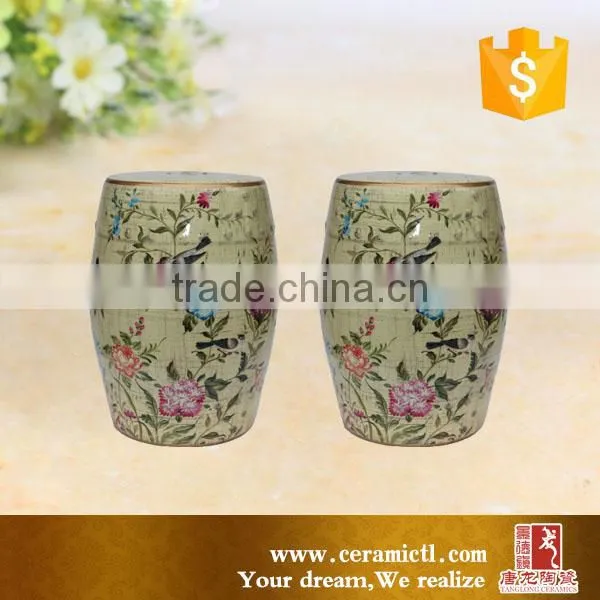 Peacock Painted Ceramic Garden Seat photo-3