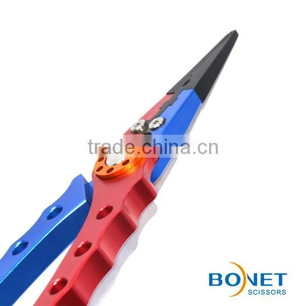 SFI0005 8'' Aluminum Bent Nose Stainless Steel Jaws Fishing Pliers Scissors Line Cutter Remove Hook Tackle Tool With Lanyard photo-6