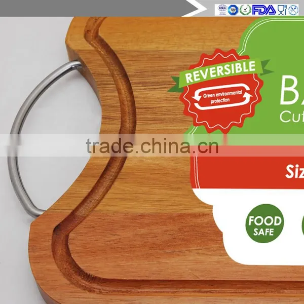Light and Small Stainless Steel Hand Acacia Wood Chopping Block, Cutting Board photo-4