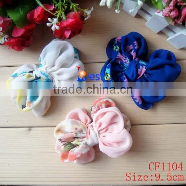 China Factory Direct Color Pattern Hair Accossry Chiffon Bow photo-3