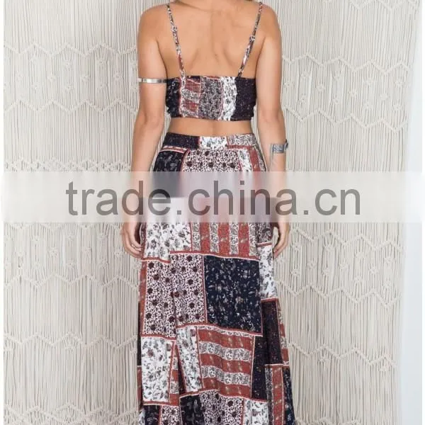 High Quality Printed Hippie African Print Skirts And Dress Kaftan Designs Two Piece Sets photo-4