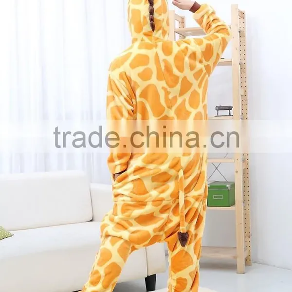 Flannel Cartoon Adult Animal Jumpsuit Animal Pajamas Jumpsuit Giraffe Design photo-2