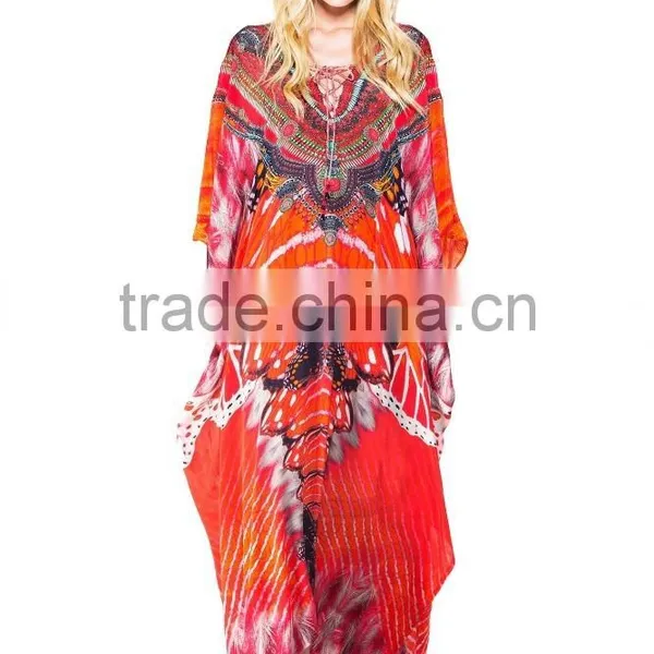Indian Girls Kaftan Sexy Wear Poncho Fashionable Caftan Dress Poly Silk Girls Long Kaftan photo-6