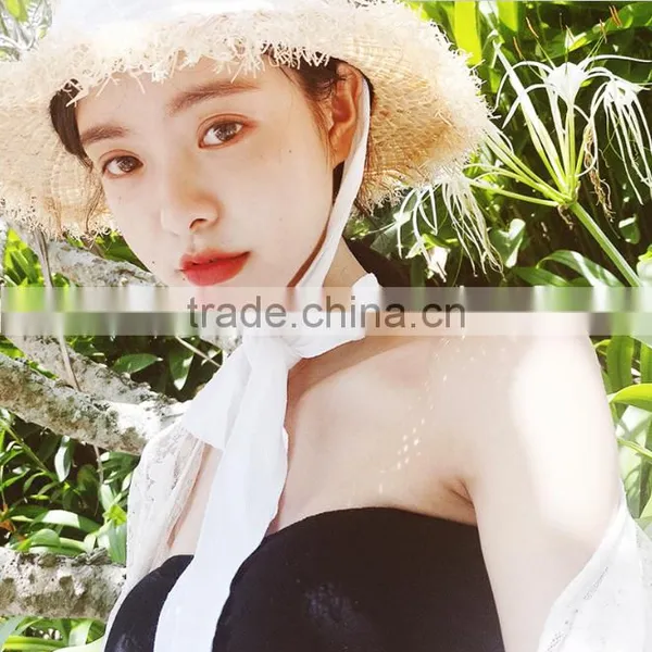 Zm40599b Hot Sale Summer Fashion Women Panama Straw Hat Sun Visor Hats for Ladies photo-2
