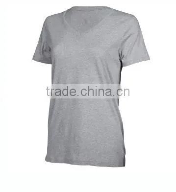 Ladies Short Sleeve Gym Wear 100% Cotton Clothes for Women v Neck Design Breathable Tshirts photo-3