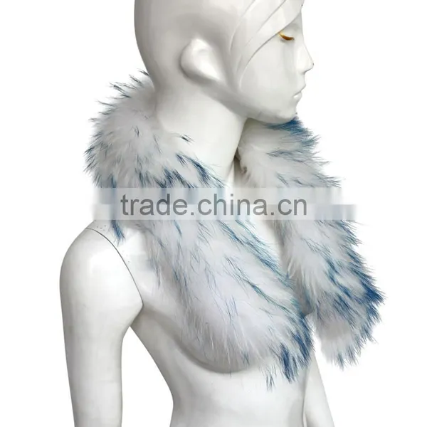 Myfur Long Hair Genuine Colorful Raccoon Fur Trim Strips Raccon Fur Collar For Coat photo-2