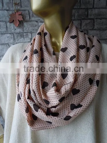 Valentine's Day Gift/ Infinity Circle Scarf, Women Heart Scarf, Infinity Cowl Scarf, Infinity Pink Heart Scarf, Women Fashion, g photo-5