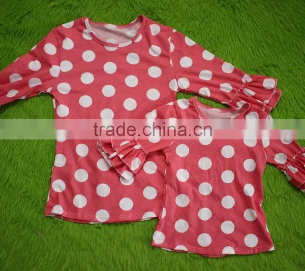 Bokun Factory Custom Made Women Clothing Polka Dots Pattern Blouse Mom and me Summer Shirts photo-2
