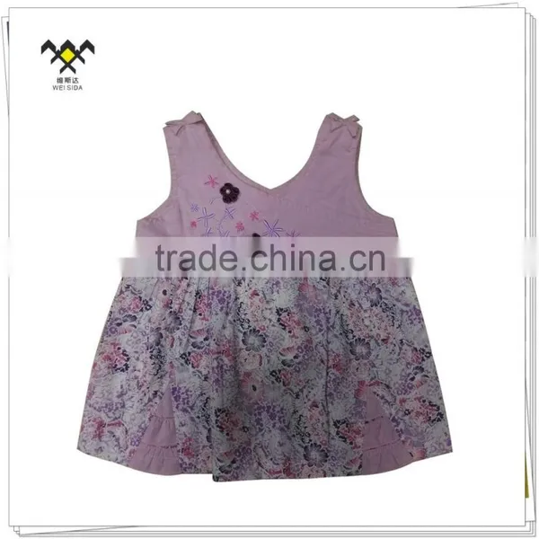 2016 Summer Sleeveless Girls Flower Printing T-shirt