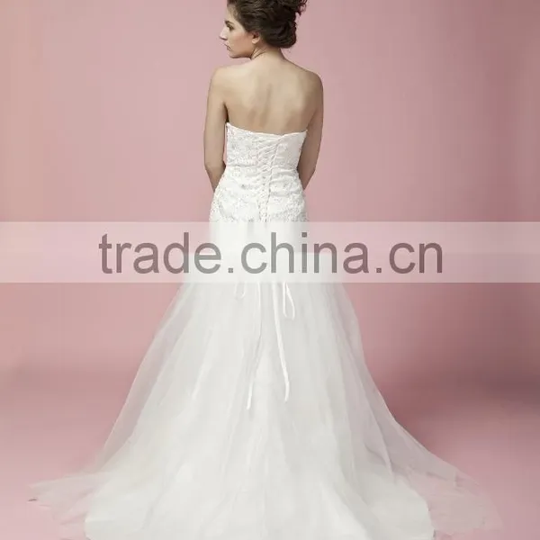 Mermaid Sweetheart Neck With Bead Wedding Dress Lace GOWN AS28302 photo-2