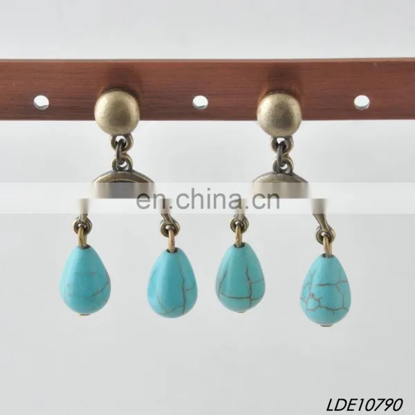 Simple Alloy Moon With Double Rhinestone Drop Earring photo-3