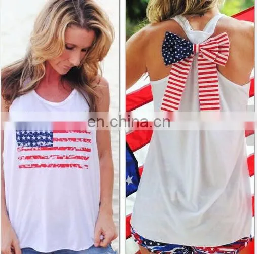 2016 Hot Sale Flag Pattern Sleeveless Waistcoat With Bowknot photo-5