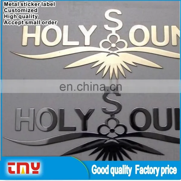 Adhesive Gold Metal Label Sticker Custom Metal Brand Logo Sticker Label photo-3