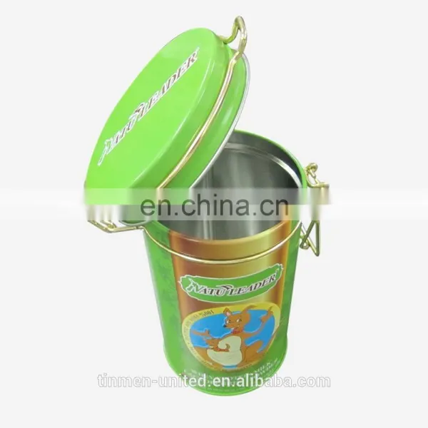Fashion Round Tinl Canister With Metal Clip Closure photo-3