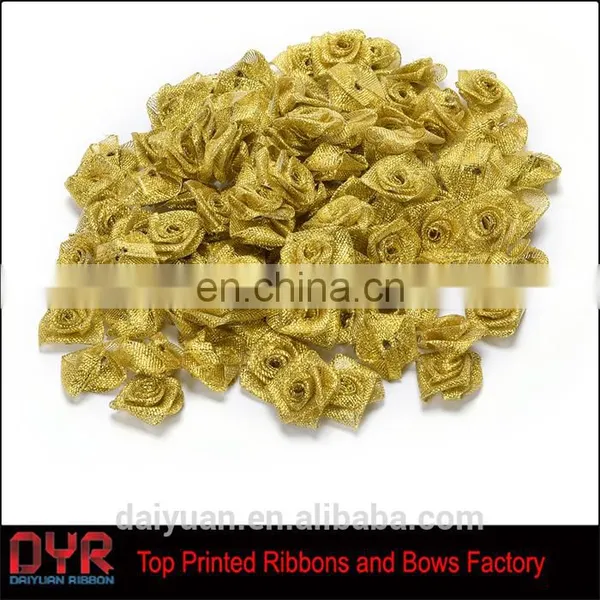 Decorative Gold Silver Metallic Ribbon Rose photo-4