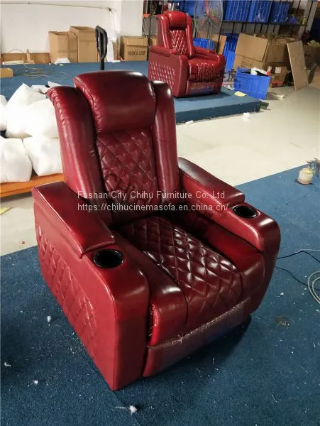 Luxury Genuine Leather Electric Recliner Home Theater Sofa photo-4