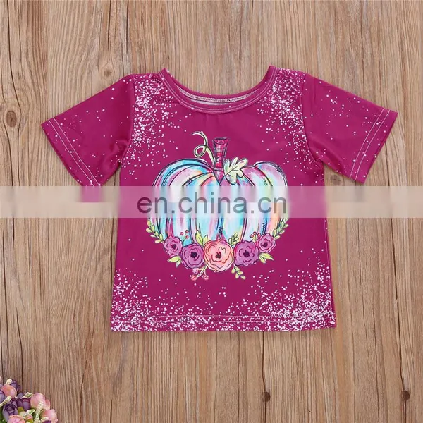 2021 Summer Fashion Halloween Pumpkin Print T-shirt Children Boys Girls Short Sleeves Tie Dye Tees Baby Kids Tops For Teenager photo-2
