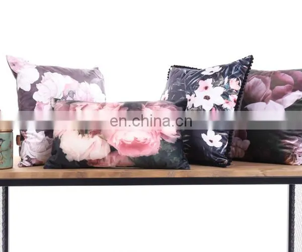 3D Flower Colorful Printed Decorative Pompom Linen Square Cushions Cushion for Chair Sofa photo-6