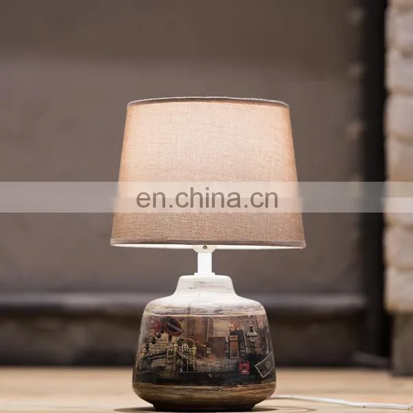 America Modern Custom Art Brown Ceramic Desk Light Cheap Vintage Custom Bedside Table Lamps With Logo photo-5