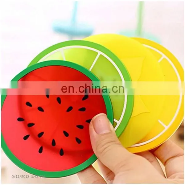 Hot Selling Fruit Shape PVC Kitchen Accessories Cup Pad, Colorful Unique Slice Silicone Drink Cup Mat photo-3