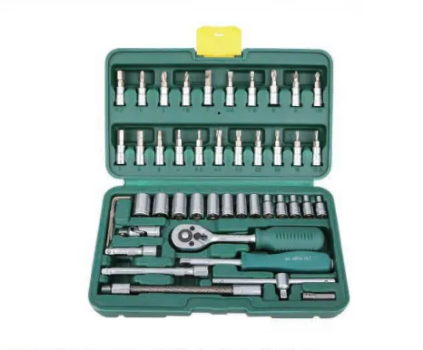 46pcs Cr-V Steel Socket Wrench Set, Complete Socket & Bit Tool Kit with Portable Plastic Case