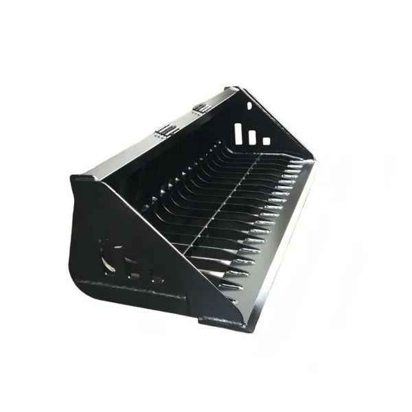 Skeleton Bucket Skid Steer Universal Quick Attach Sieve Bucket 14 Tines Rectangular Openings Gloss Black photo-4