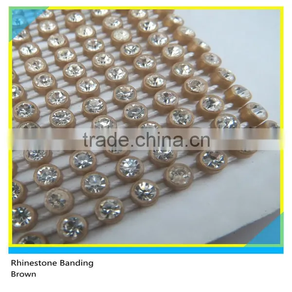 Crystal Band Sewing Plastic Ss16 4mm Crystal Coffe Banding 1x130 Pcs 10 Yards photo-2