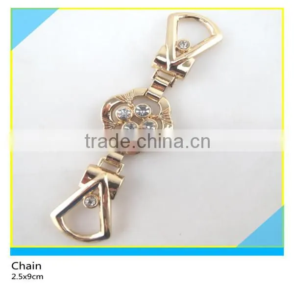 Diamante Belt Chain Size 2.5x12cm Plated Golden Alloy Mix Crystal Chain photo-4