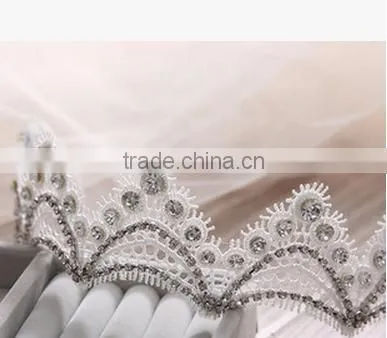 The Bride Headdress Lace Manual Diamond Wedding Hair Soft Crown photo-2