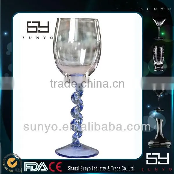 Hot Selling Unique Twisted Colored Stem Wine Glasses