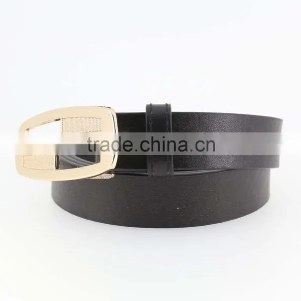 2015 Designer Black PU Ladies Leather Belt With Gold Buckles for Jeans in Yiwu photo-5